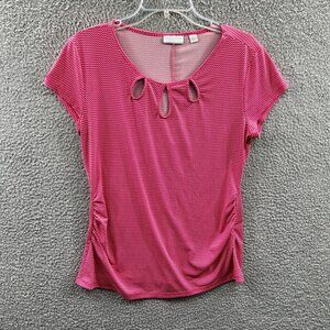 New York Company Womens Top Medium Red White Short Sleeve‎ Pullover Shirt